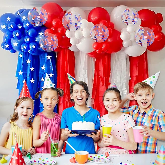 BAUANOOY Red White and Blue Balloons, 60pcs 12 Inch Red White and