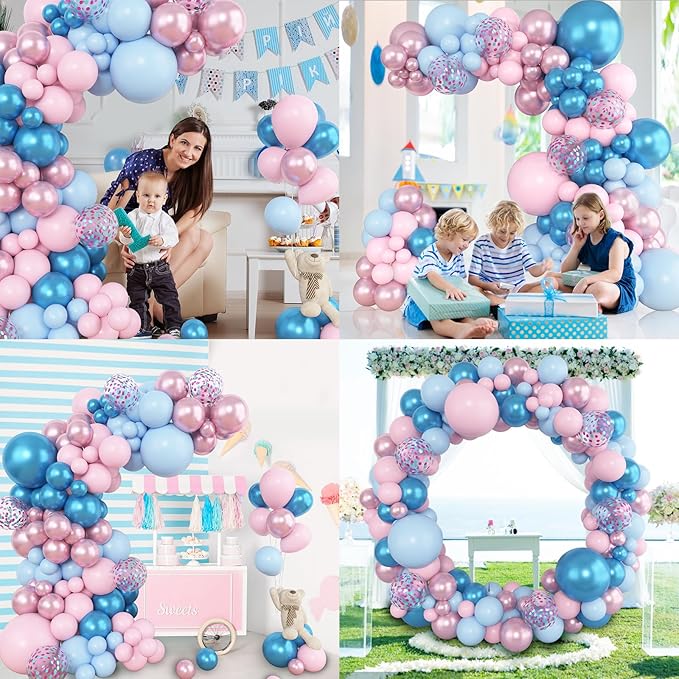 Amandir 153pcs Pink Blue Balloon Garland Arch Kit, Different Sizes 18