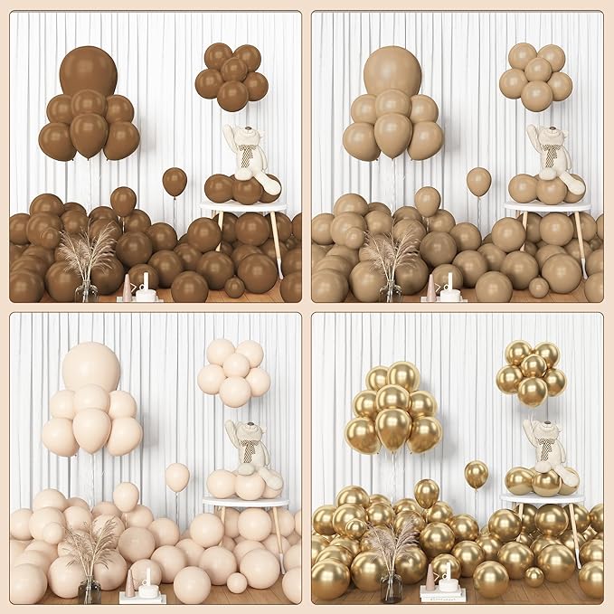 Amandir 153pcs Brown Balloon Garland Arch Kit, Different Sizes 18 12