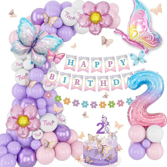 2nd Birthday Decorations for Girl 2 Year Old Bday Decor Girl