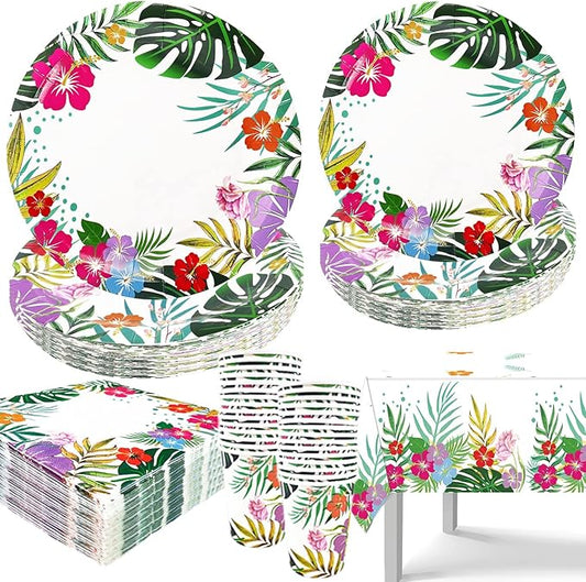 121 PCS Luau Hawaiian Party Decorations Aloha Tropical Party