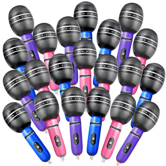 Sumind 30 Pcs Inflatable Microphones 9.4 Inch Blow up Plastic Fake