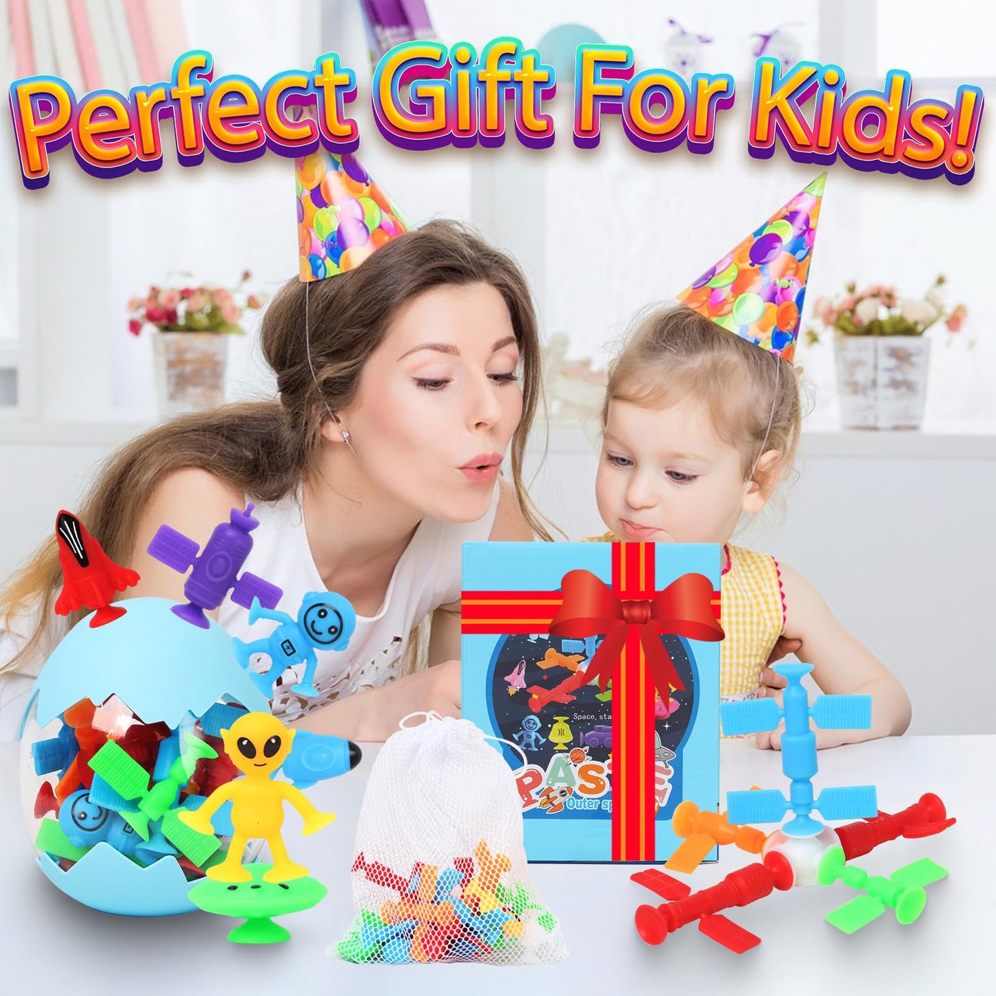 Suction Bath Toys for Kids, 20 Pcs No Hole Outer Space Bath Toy with
