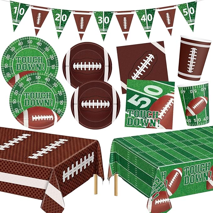 99 Pcs Football Party Supplies Sets Includes Touchdown Dinner Plates