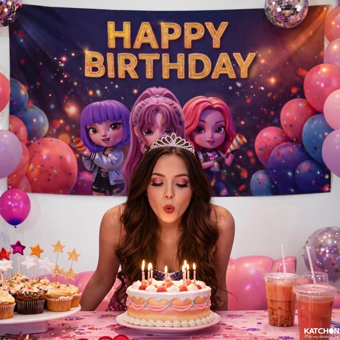 KatchOn, Kpop Happy Birthday Banner – 72x44 Inch | Kpop Party