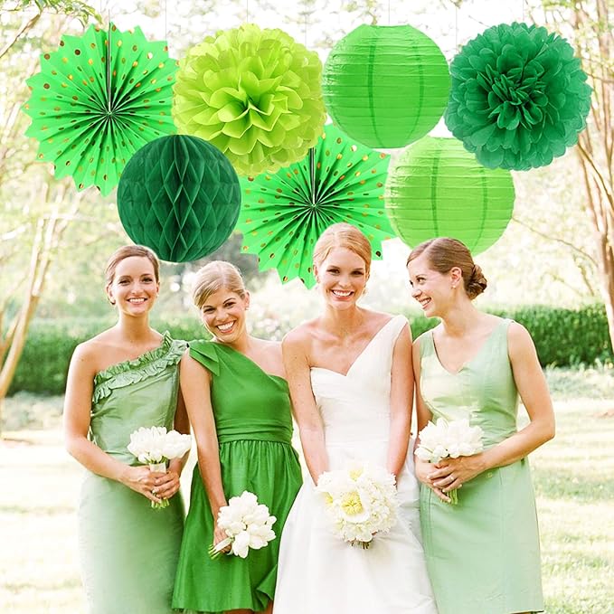Green Party Decorations Streamers Lanterns 14pcs St Patricks Day