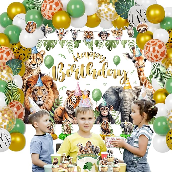 Jungle Safari Birthday Party Decorations 127 Pcs Zoo Safari Animal