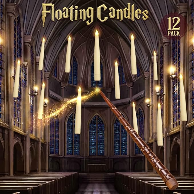 Halloween Decorations Floating Candles with Wand 12 Pcs Magic