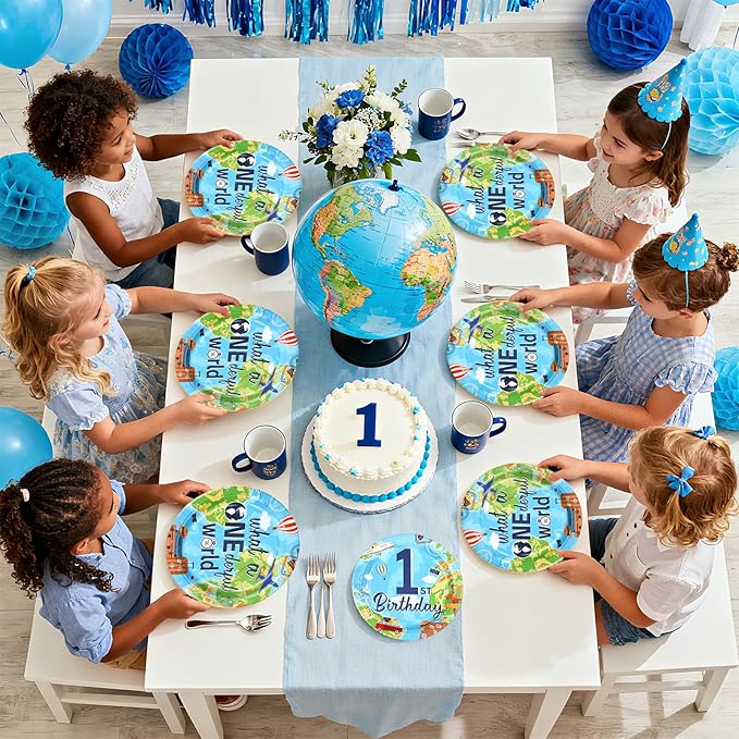 96Pcs Travel Theme 1st Birthday Party Supplies Adventure Awaits