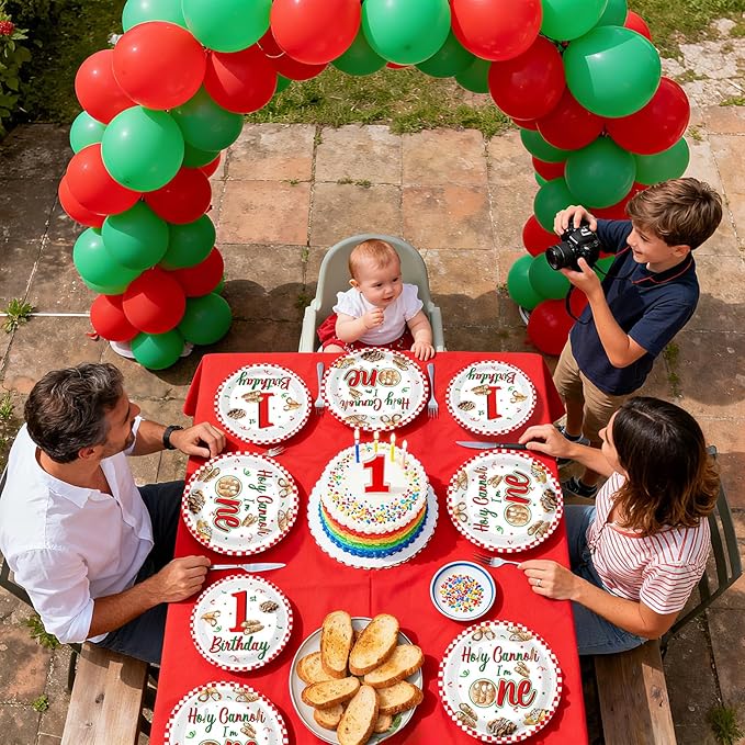 96Pcs Cannoli 1st Birthday Decorations Holy Cannoli I'm One Plates