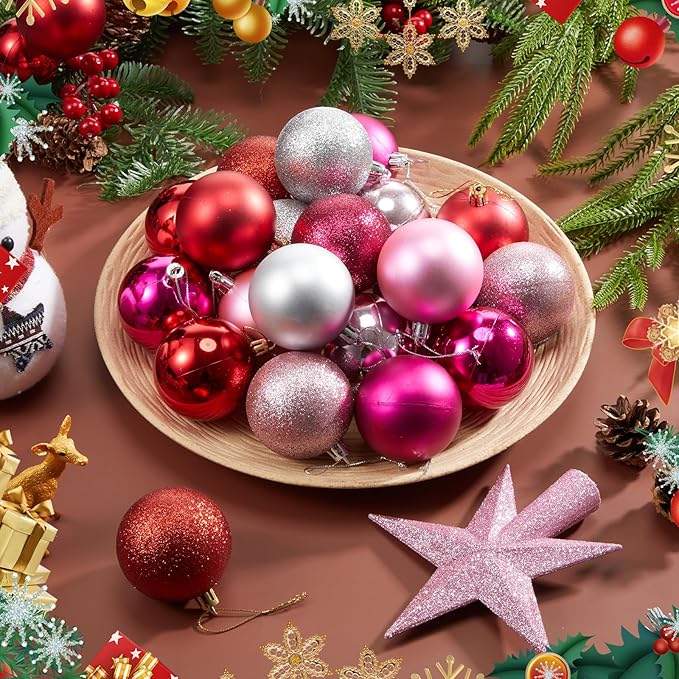 RoundFunny 25 Pcs Mini Valentine's Balls Ornaments Set Valentine's