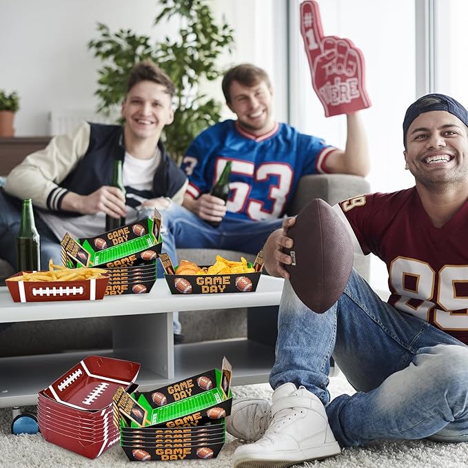 Football Party Supplies Kit for 36 Large Football Food Plates