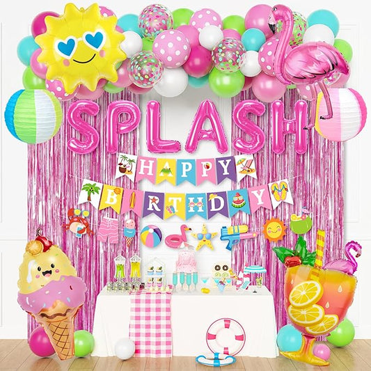 Summer Pool Beach Party Decorations, Splash Birthday Bash Party Suppli