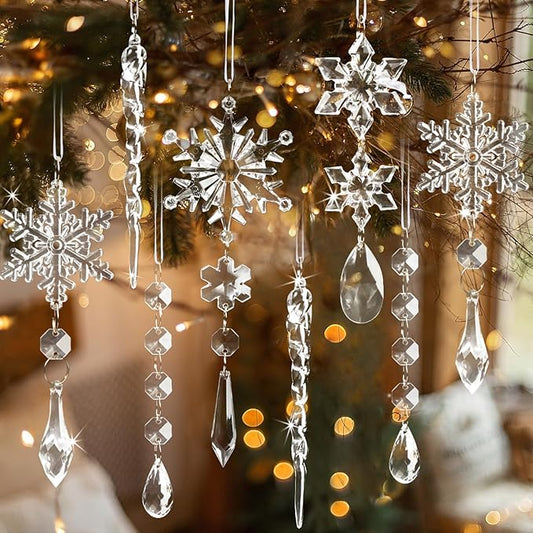 18pcs Crystal Christmas Ornaments for Tree Decorations-Hanging Acrylic
