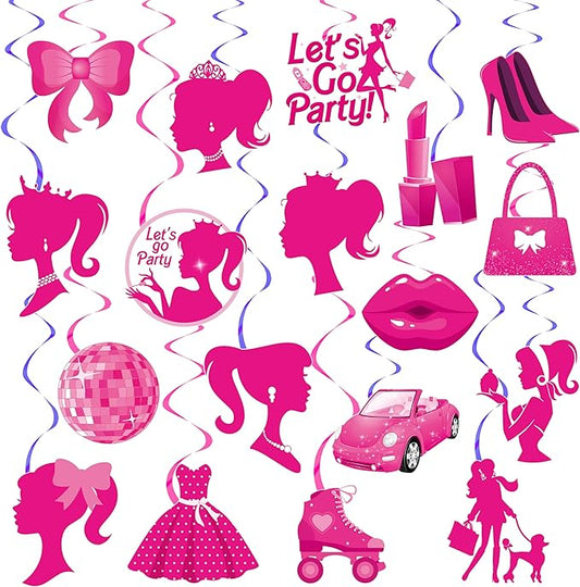 Hot Pink Girl Party Hanging Swirls Pink Party Swirl Ceilings Pink