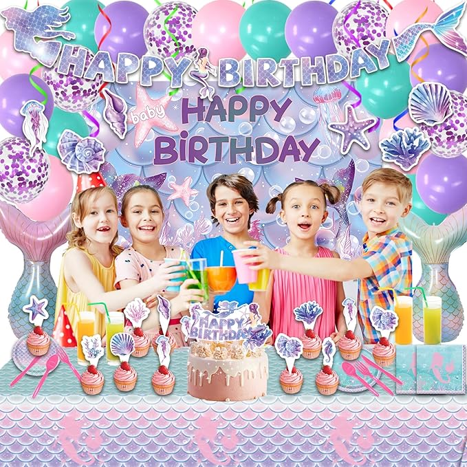 154 Pcs Mermaid Birthday Party Supplies Mermaid Party Decorations