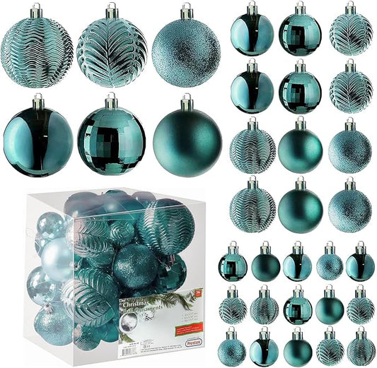 Prextex 36-Pieces Christmas Ornaments Set - Shatterproof, Festive