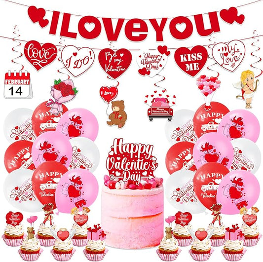 39 Pcs Valentine's Day Decorations Kit I LOVE YOU Banner with