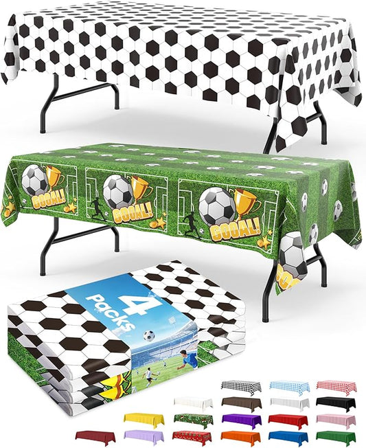 Soccer Table Cloth – 4 Pack 54" x 108" Disposable Tablecloths