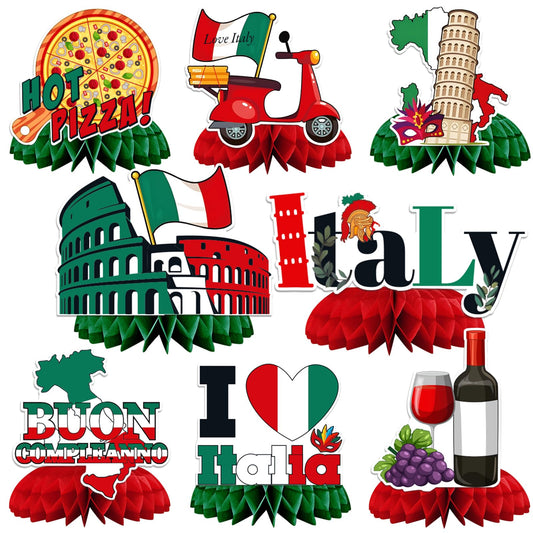 JULMELON 8 Pack Italian Themed Honeycomb Centerpieces Italian Table