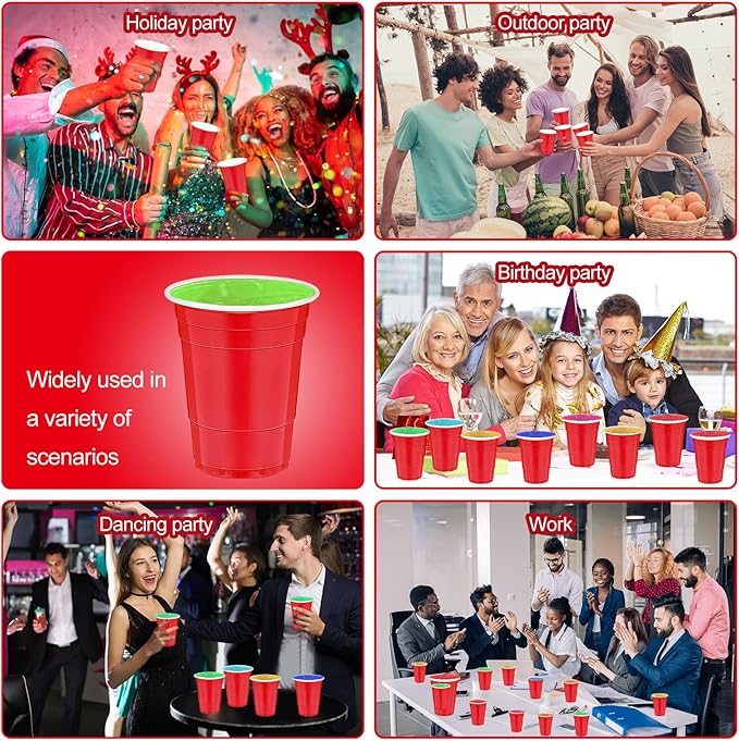 120 pcs 16 oz red plastic cups Christmas Plastic Cups red Party Cups