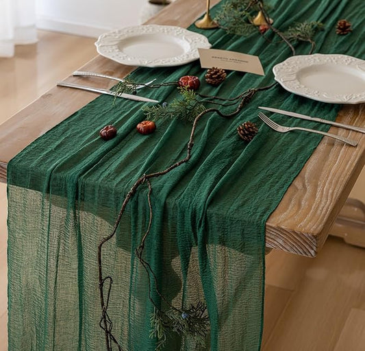 6pcs Emerald Green Table Runner Cheesecloth Gauze 120