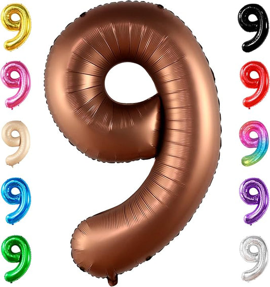 KatchOn, Giant Coffee Brown Number 9 Balloon - 40 Inch | Foil 9