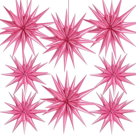 8 Pcs Star Balloons, Huge Pink Explosion Star Aluminum Foil Spike