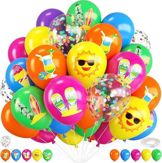 Rainbow Summer Balloons,12 Inch Hot Pink Orange Blue Green Rainbow