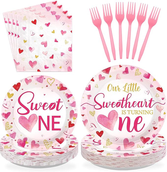 96Pcs Valentines 1st Birthday Party Decorations Valentine Sweet One