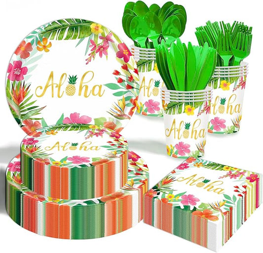 Hawaiian Luau Party Decorations Supplies 350 PCS Aloha Tropical