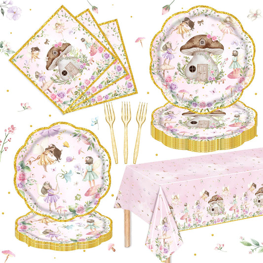 81Pcs Fairy Party Decorations for Girls 1st 2nd Birthday Garden Flower