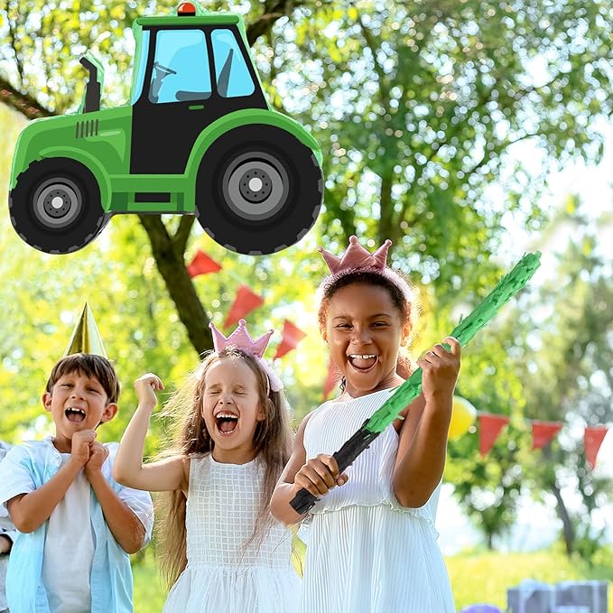 Construction Tractor Piñata with Blindfold and Bat Dump Truck