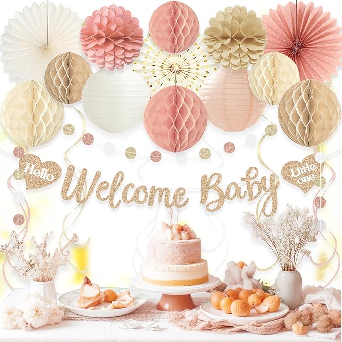 Boho Baby Shower Decorations for Girl Pre Strung Welcome Baby Banner