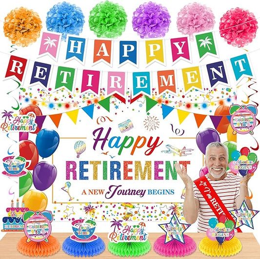 20pcs Retirement Party Decorations for Women Men Colorful Happy