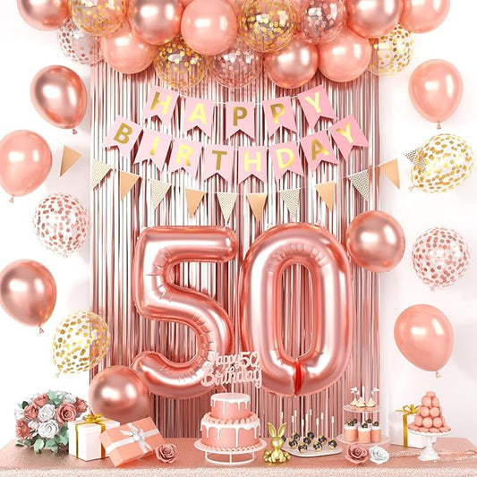 50th Happy Birthday Party Decoration Rose Gold Birthday Decorations
