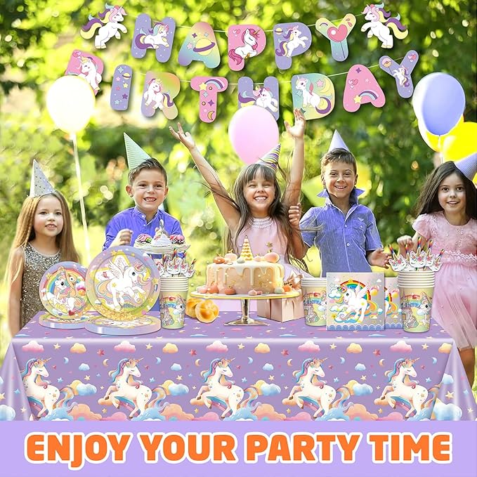 146Pcs Unicorn Plates and Napkins Party Supplies Includes Plates