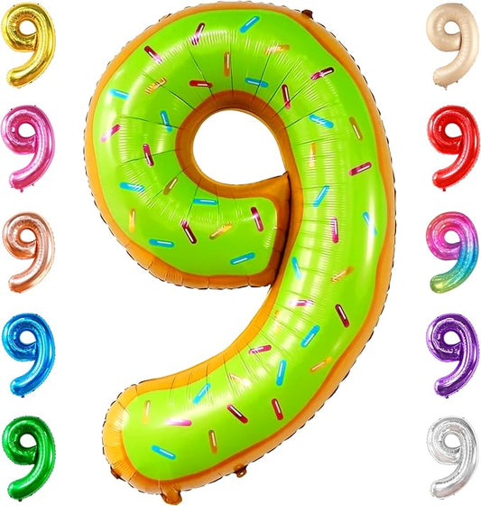 KatchOn, Huge Number 9 Donut Balloon - 40 Inch | Foil 9 Birthday