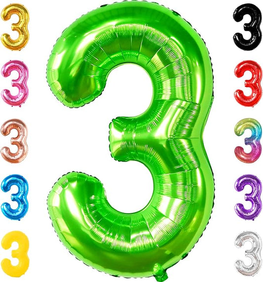 KatchOn, Light Green Number 3 Balloon - 40 Inch | Green 3 Balloon