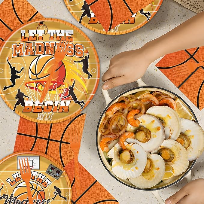 March Basketball Party Decorations Tableware 96PCS Let the Madnes