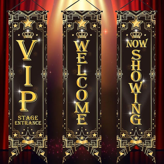 Movie Night Porch Sign Banner Movie Theme Party Decorations Theater