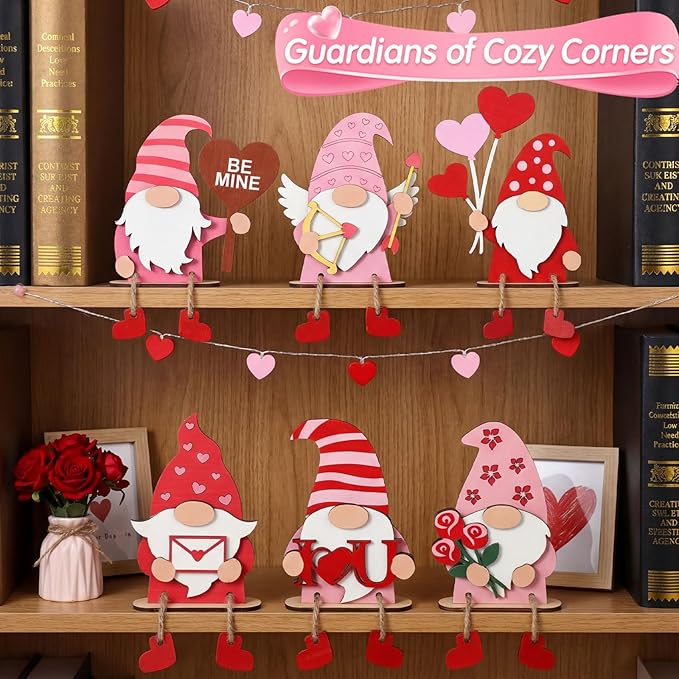 6 Pcs Valentines Day Table Decorations Gnome Valentine Centerpiece