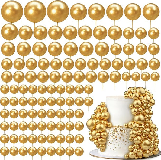 113 PCS 5 Size Ball Cake Picks Colorful Ball Shaped Cake Topper Pearl
