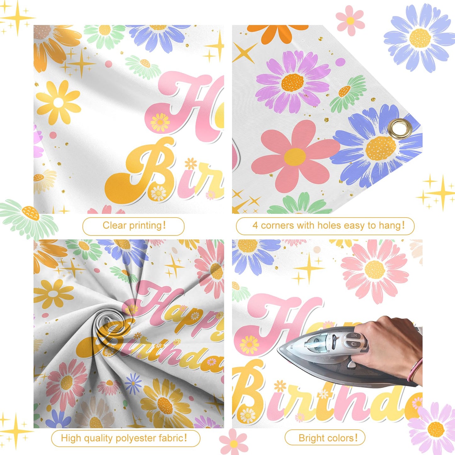 Avezano Groovy Daisy Birthday Banner Daisy Flower Birthday Party
