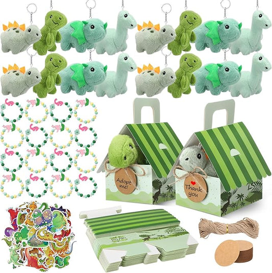 100 Pcs 16 Sets Dinosaur Party Favor Mini Dinosaur Stuffed Animals