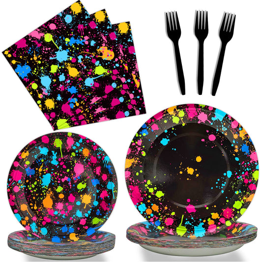 Neon Party Supplies for 24 Guests Neon Plates and Napkins Tableware