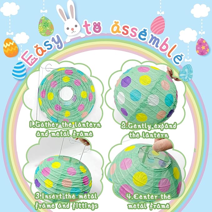 Pastel Paper Lanterns for Easter Party Decorations 12pcs Macaron
