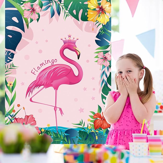 ASTARON Pin The Crown on The Flamingo, Flamingo Theme Party Game with