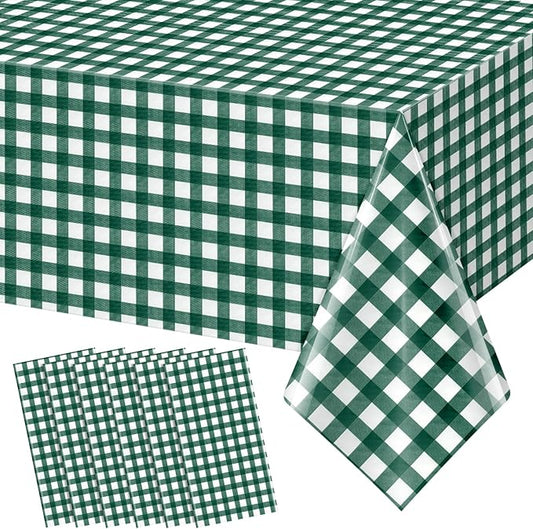 6pcs 54X108inch Dark Green Checkered Tablecloth,Green Gingham