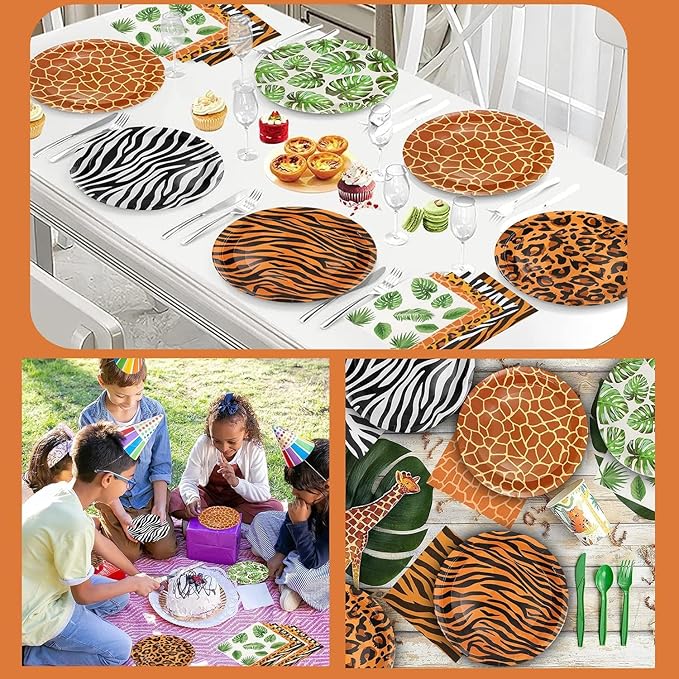100Pcs Jungle Safari Wild Animal Party Supplies Disposable jungle